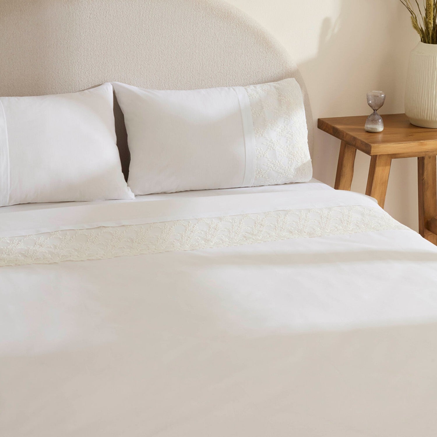 Karaca Home Elaria Lace Double Duvet Cover Set White