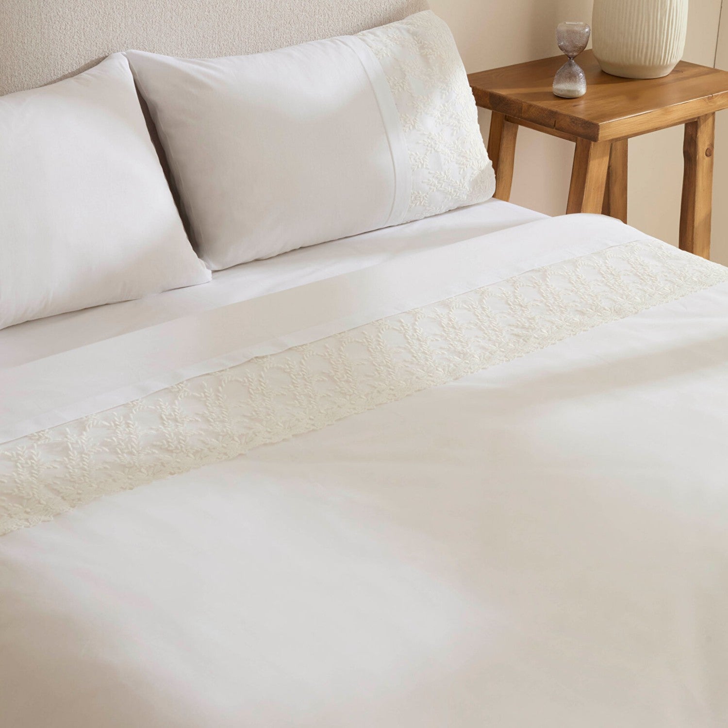 Karaca Home Elaria Lace Double Duvet Cover Set White