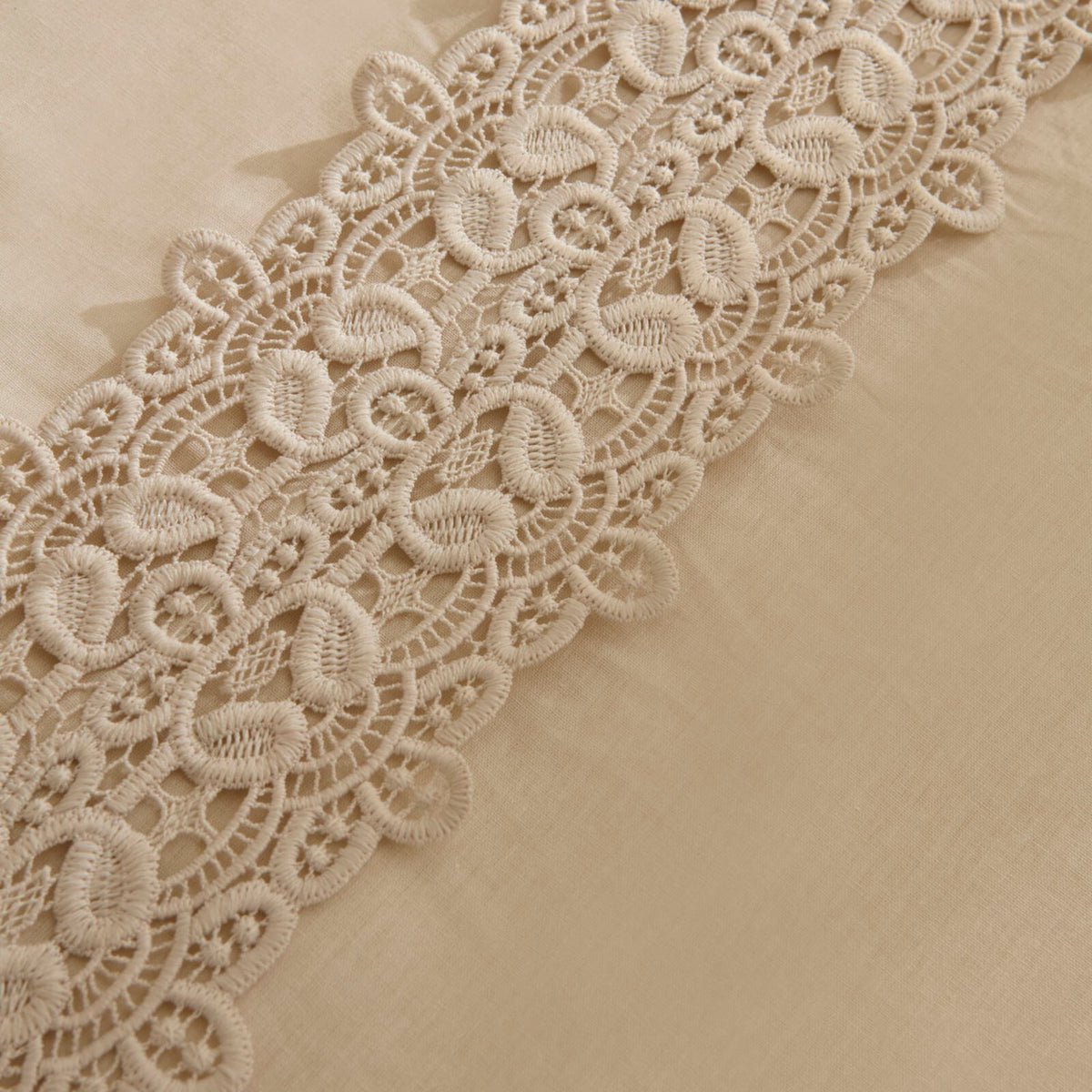 Karaca Home Nuvia Guipure Lace Double Duvet Cover Set Beige - MALLTURK