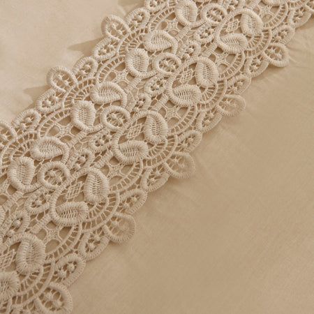Karaca Home Nuvia Guipure Lace Double Duvet Cover Set Beige - MALLTURK