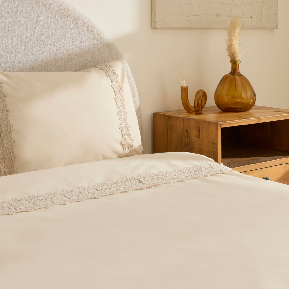 Karaca Home Nuvia Guipure Lace Double Duvet Cover Set Beige - MALLTURK