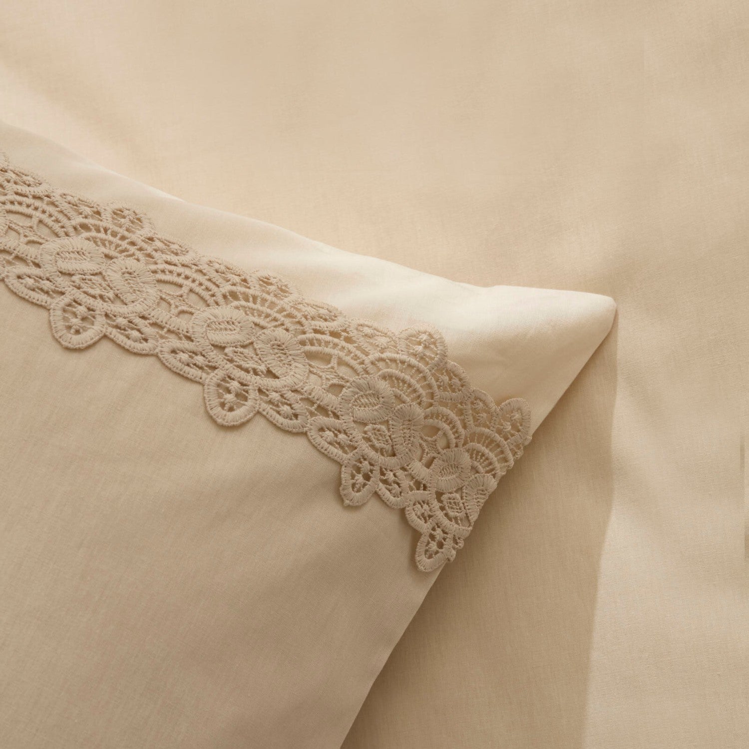 Karaca Home Nuvia Guipure Lace Double Duvet Cover Set Beige - MALLTURK
