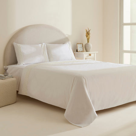 Karaca Home Nuvia Guipure Lace Double Duvet Cover Set White - MALLTURK