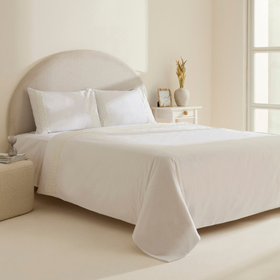 Karaca Home Nuvia Guipure Lace Double Duvet Cover Set White - MALLTURK