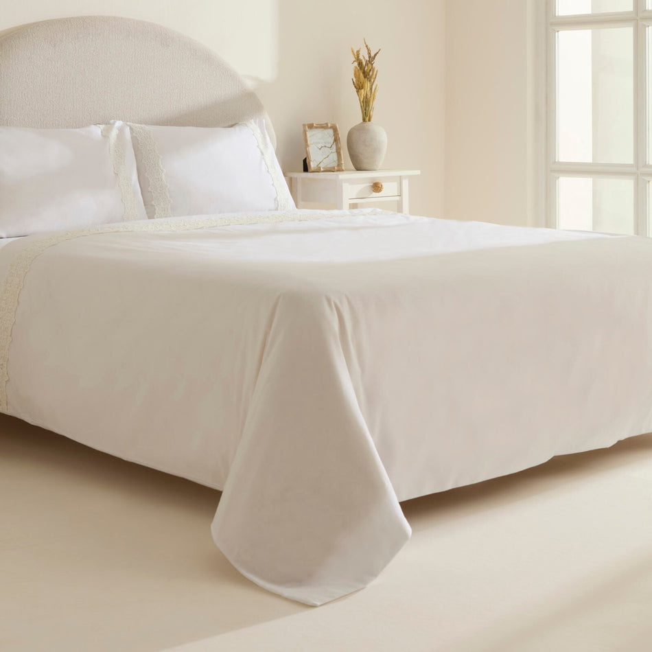 Karaca Home Nuvia Guipure Lace Double Duvet Cover Set White - MALLTURK