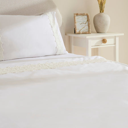 Karaca Home Nuvia Guipure Lace Double Duvet Cover Set White - MALLTURK