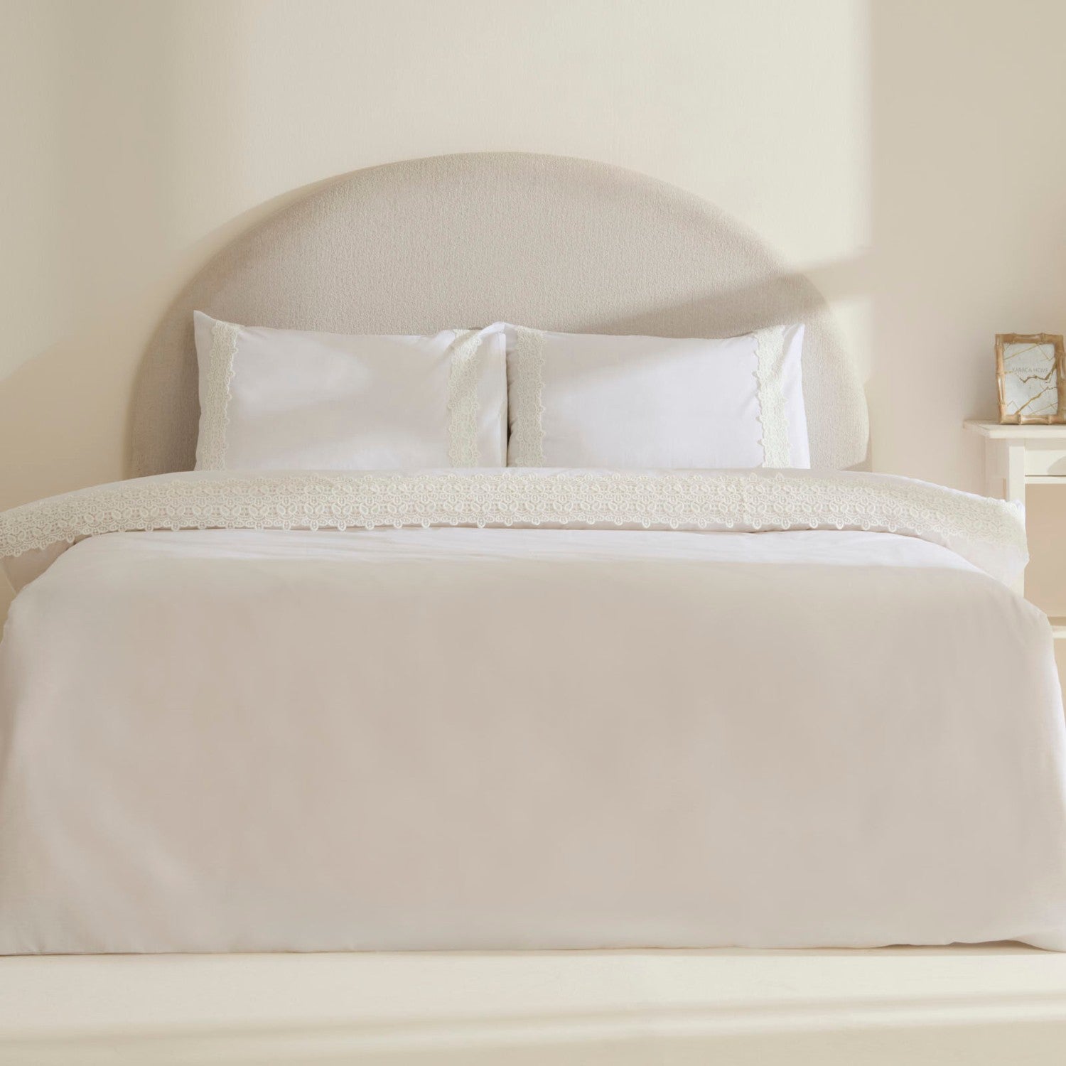 Karaca Home Nuvia Guipure Lace Double Duvet Cover Set White - MALLTURK
