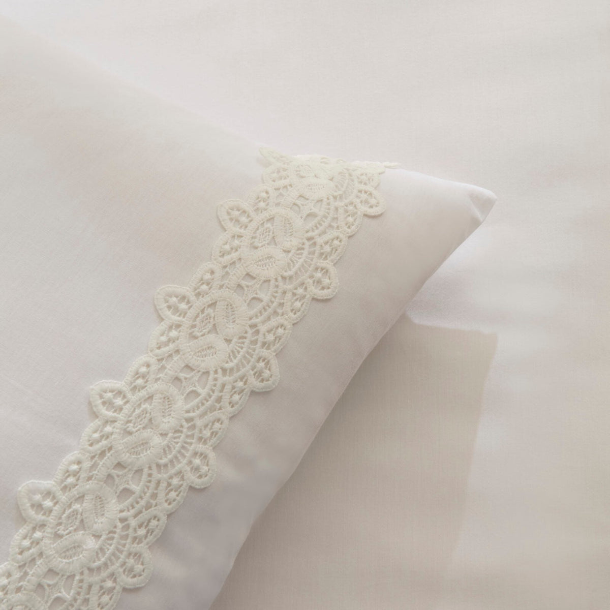 Karaca Home Nuvia Guipure Lace Double Duvet Cover Set White - MALLTURK