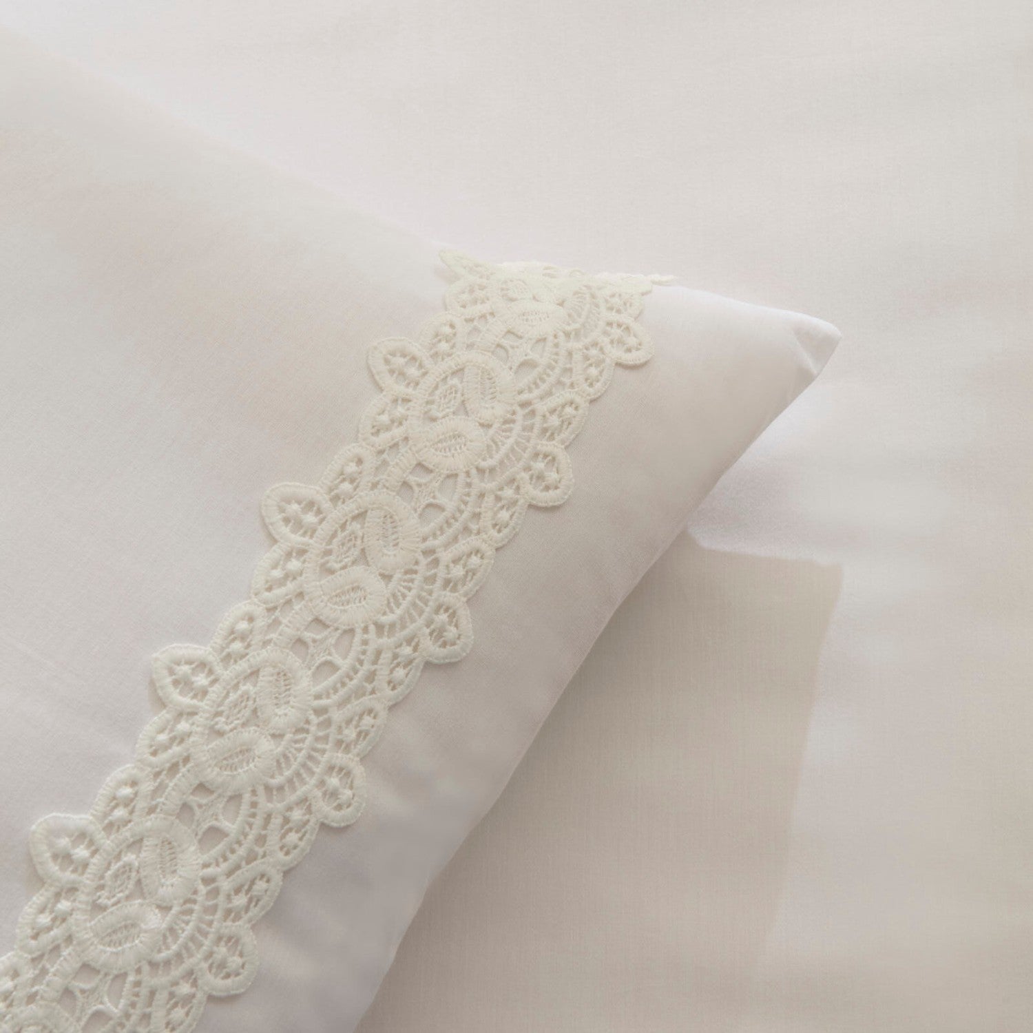 Karaca Home Nuvia Guipure Lace Double Duvet Cover Set White - MALLTURK
