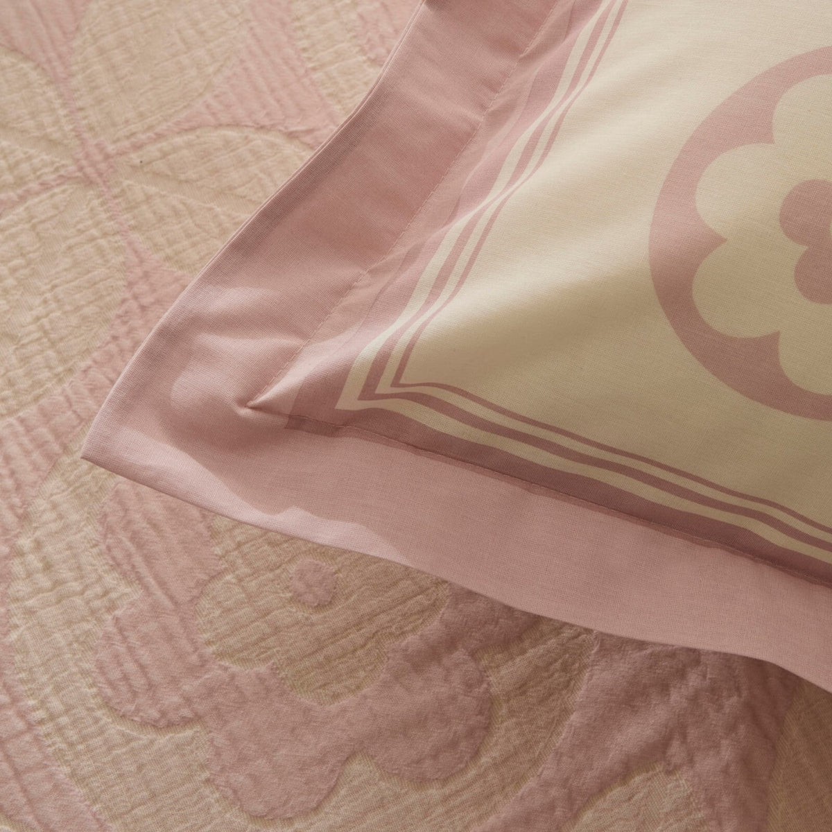 Karaca Home Shayla Pink Printed Muslin Quilted Bedding Set - MALLTURK