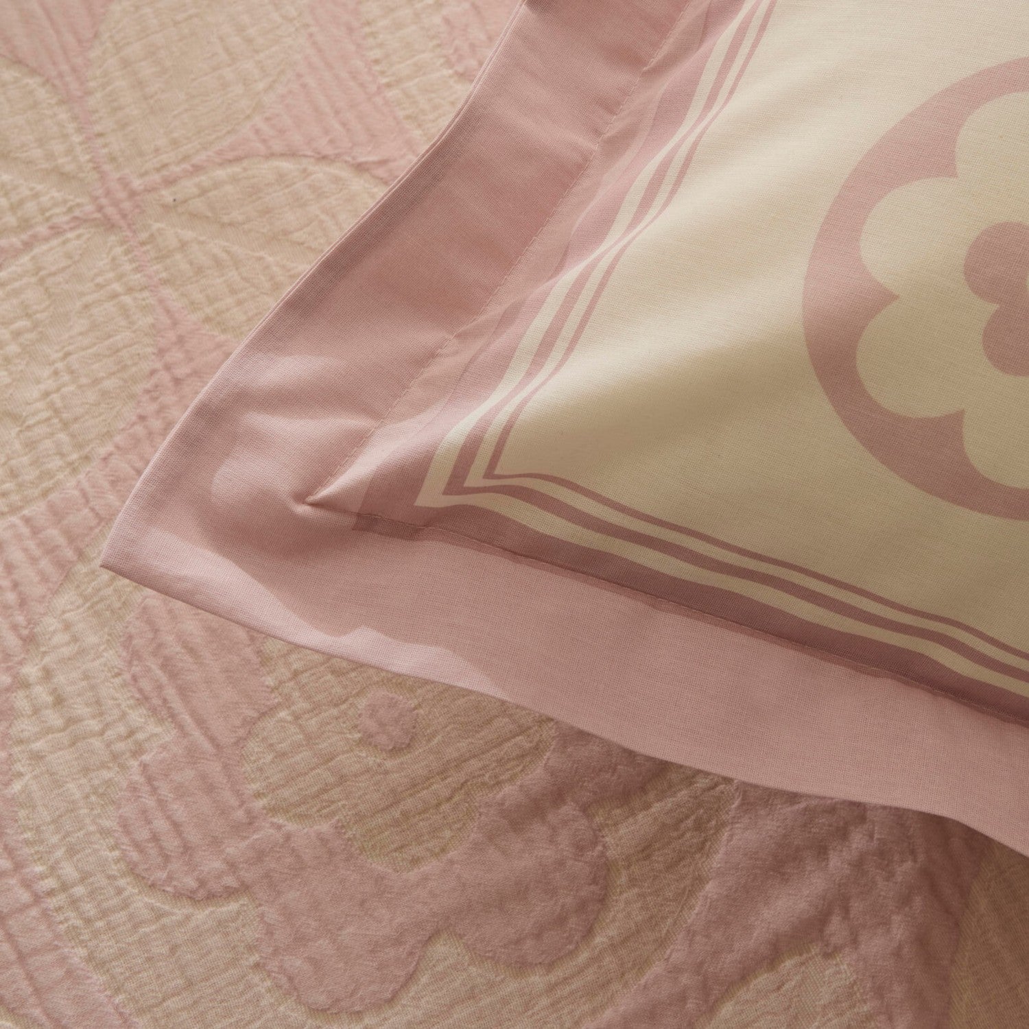 Karaca Home Shayla Pink Printed Muslin Quilted Bedding Set - MALLTURK