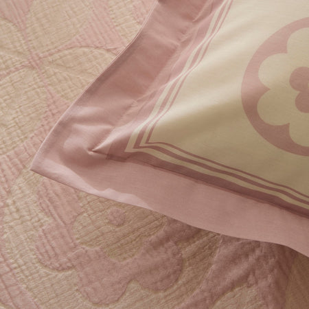 Karaca Home Shayla Pink Printed Muslin Quilted Bedding Set - MALLTURK
