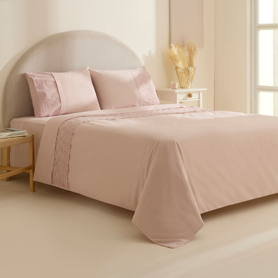 Karaca Home Elaria Lace Double Duvet Cover Set Powder Pink - MALLTURK