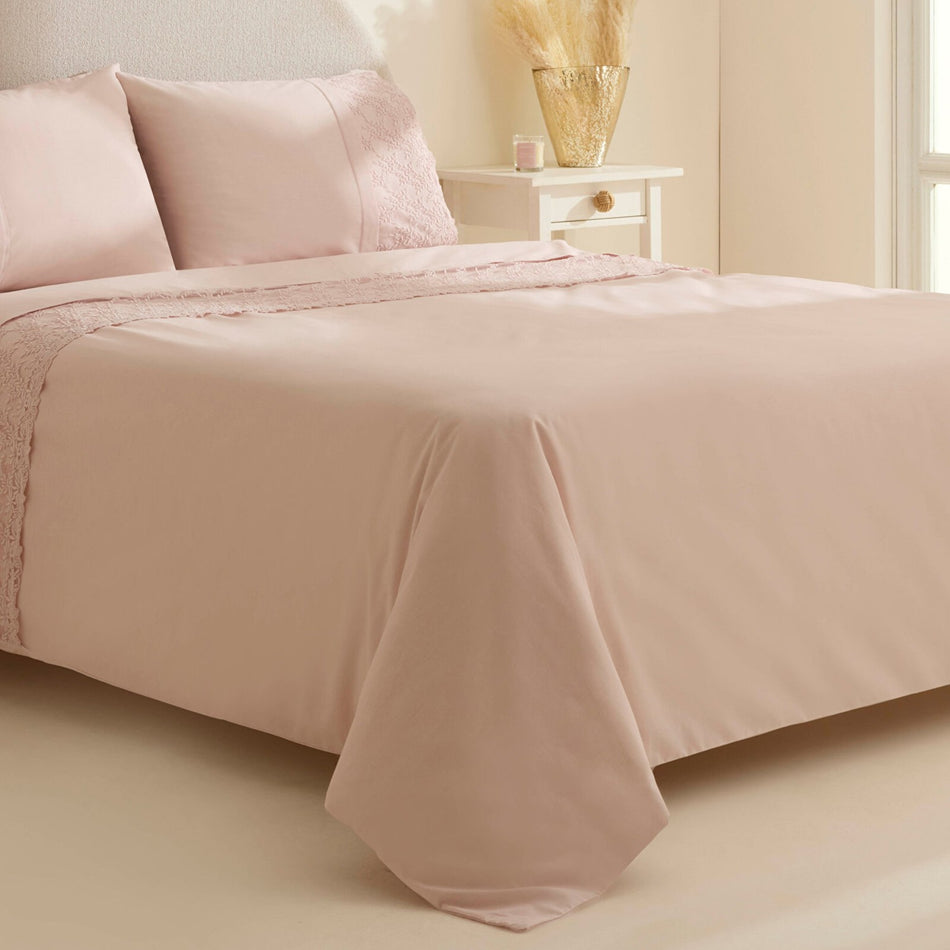 Karaca Home Elaria Lace Double Duvet Cover Set Powder Pink - MALLTURK