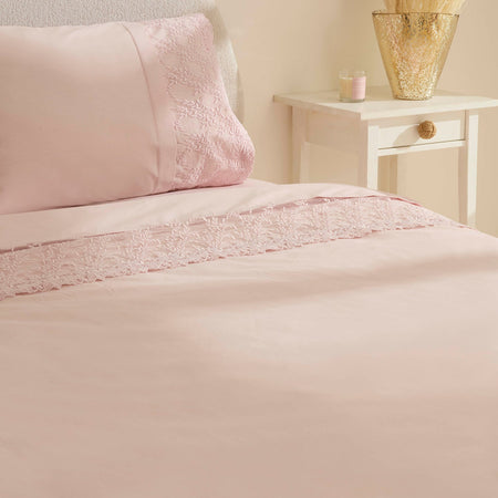 Karaca Home Elaria Lace Double Duvet Cover Set Powder Pink - MALLTURK