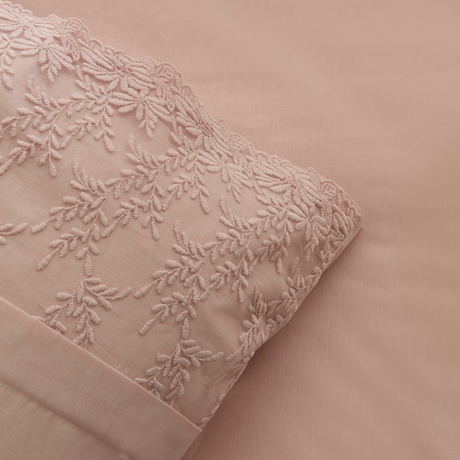 Karaca Home Elaria Lace Double Duvet Cover Set Powder Pink - MALLTURK