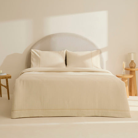 Karaca Home Elaris Gofre Double Bedspread Set, Ecru - MALLTURK