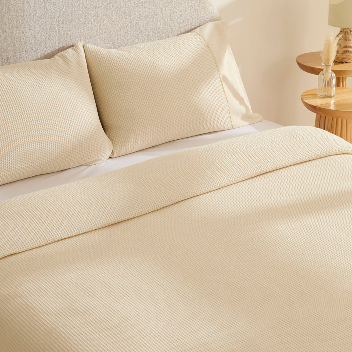 Karaca Home Elaris Gofre Double Bedspread Set, Ecru - MALLTURK