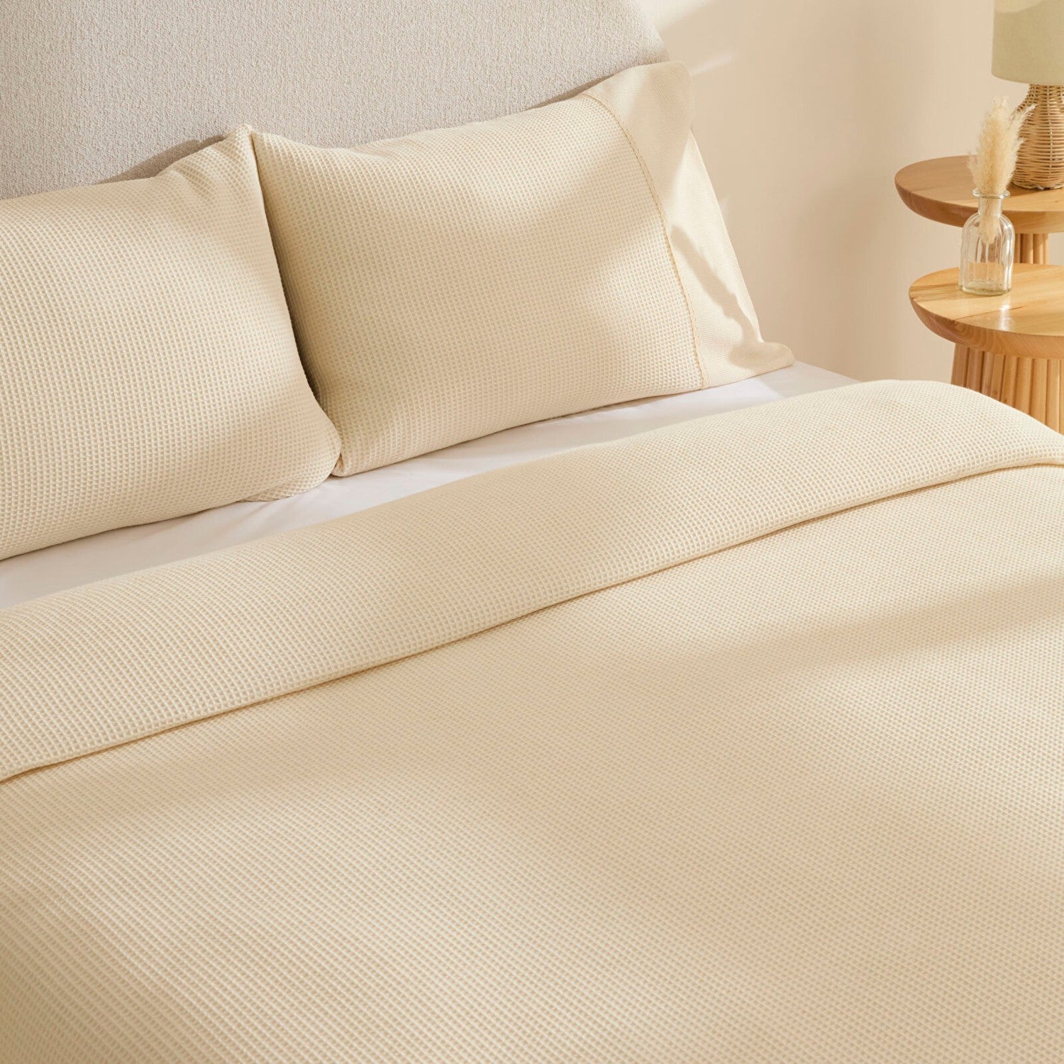 Karaca Home Elaris Gofre Double Bedspread Set, Ecru - MALLTURK