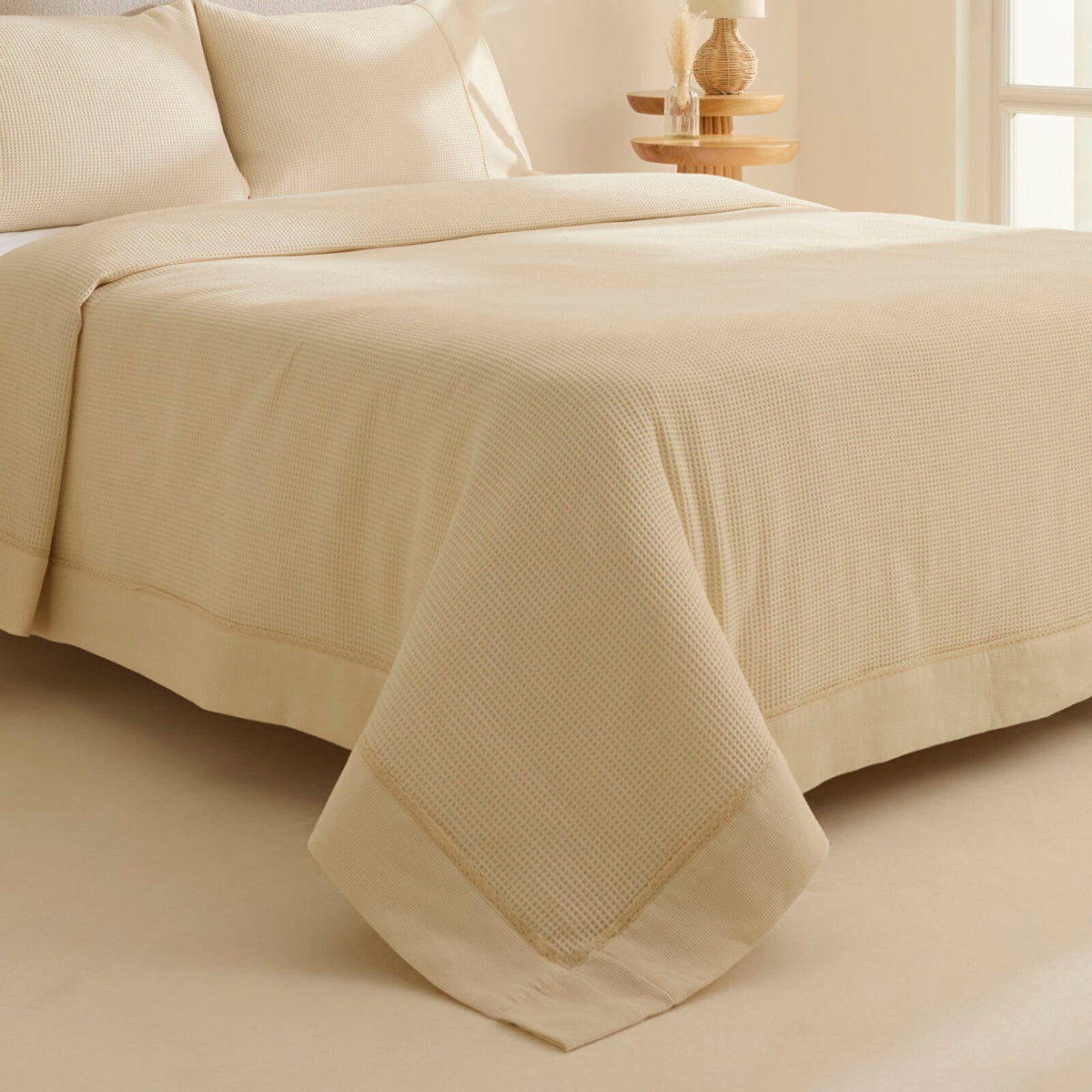 Karaca Home Elaris Gofre Double Bedspread Set, Ecru - MALLTURK