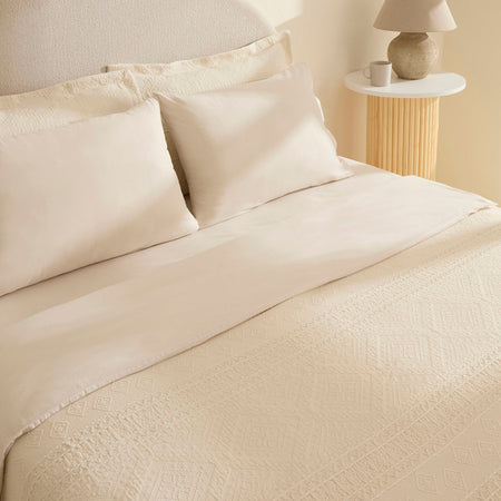 Karaca Home Noctis 100% Cotton Double Duvet Cover & Bedspread Set Stone - MALLTURK