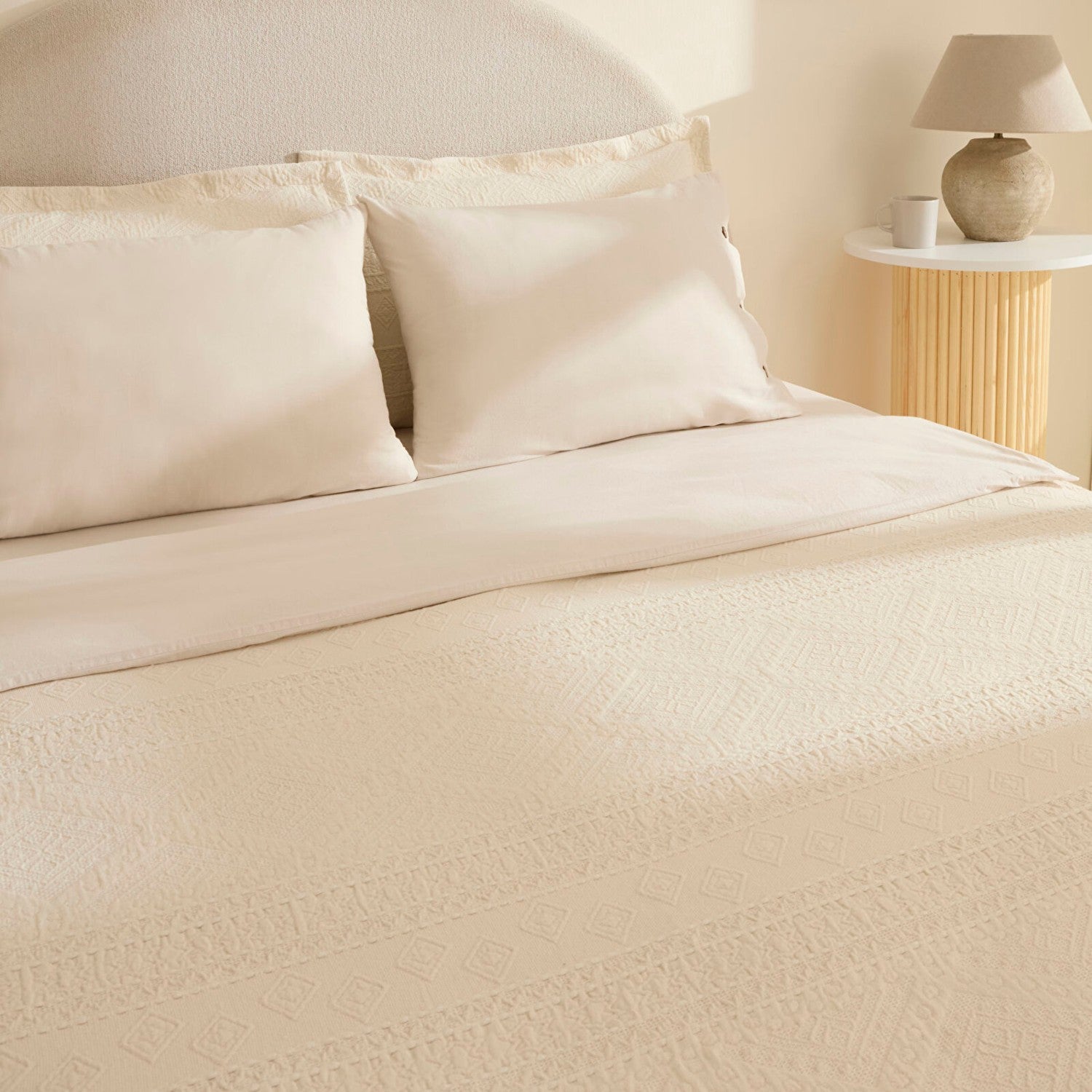 Karaca Home Noctis %100 Cotton Double Duvet Cover and Bedspread Set Stone - MALLTURK