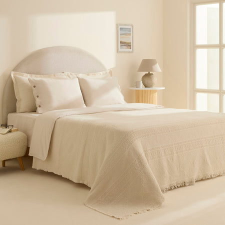 Karaca Home Noctis %100 Cotton Double Duvet Cover and Bedspread Set Stone - MALLTURK