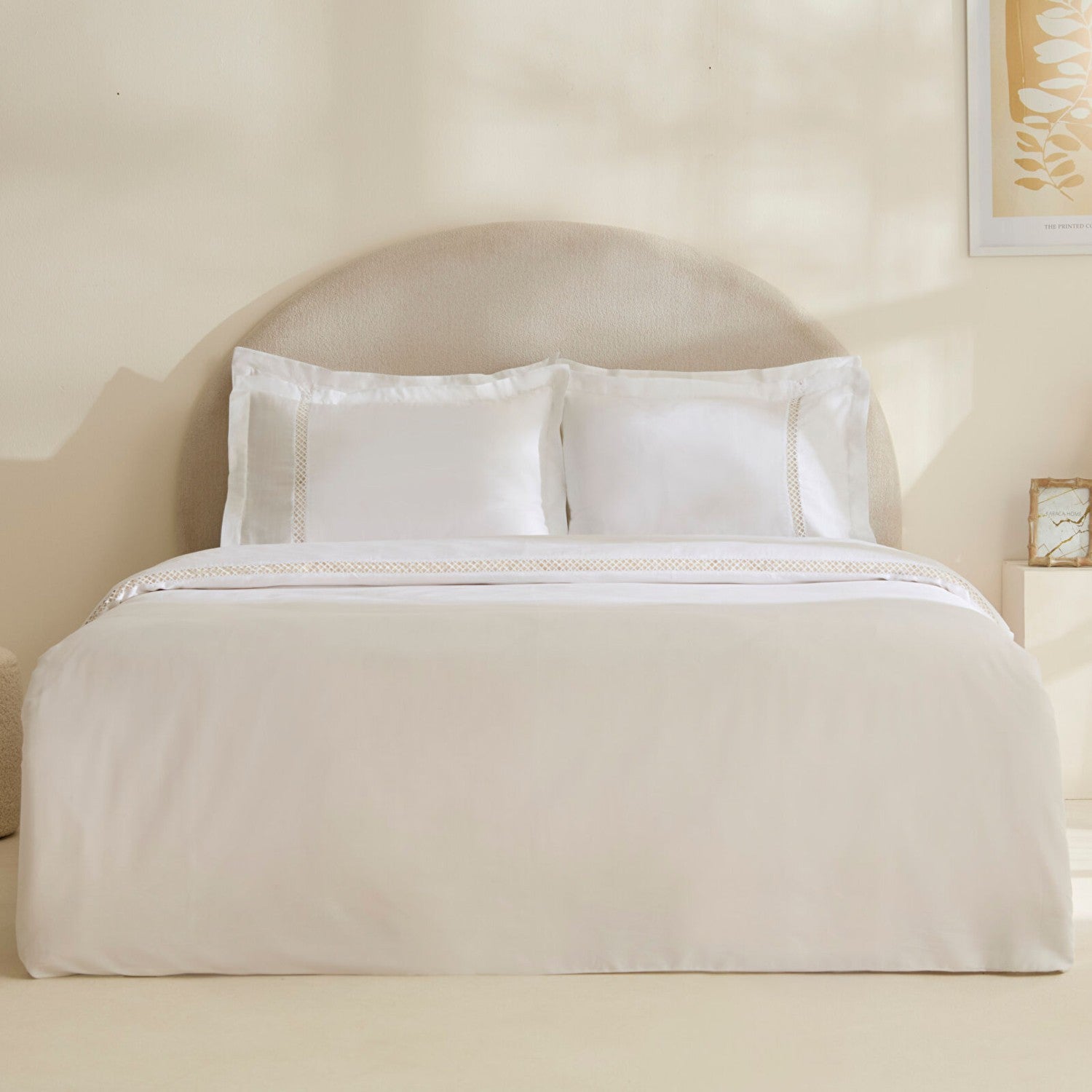 Karaca Home Indila %100 Cotton Sateen Double Duvet Cover Set White - MALLTURK