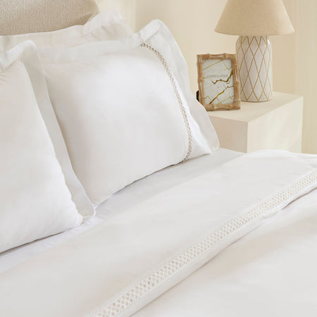 Karaca Home Indila %100 Cotton Sateen Double Duvet Cover Set White - MALLTURK
