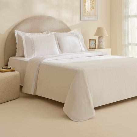 Karaca Home Indila %100 Cotton Sateen Double Duvet Cover Set White - MALLTURK