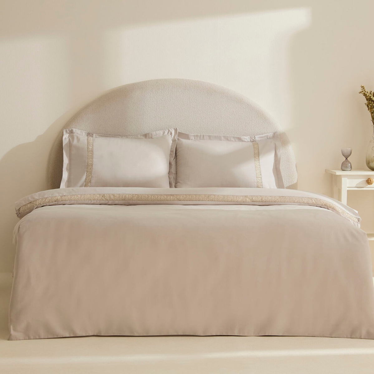 Karaca Home Lumi %100 Cotton Sateen Double Sateen Duvet Cover Set Stone - MALLTURK
