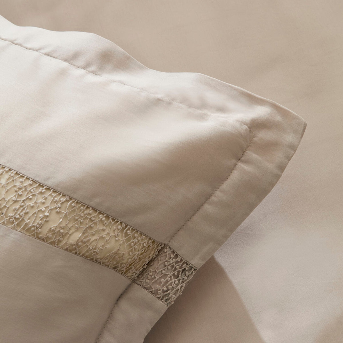 Karaca Home Lumi %100 Cotton Sateen Double Sateen Duvet Cover Set Stone - MALLTURK