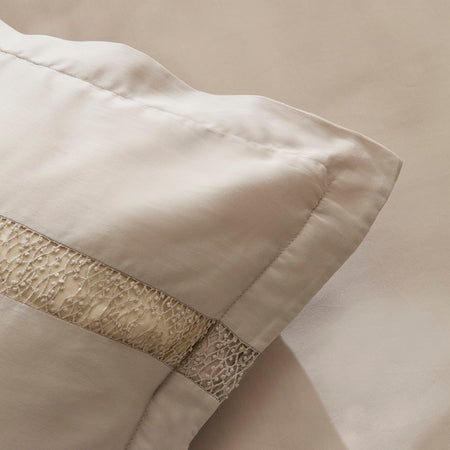 Karaca Home Lumi %100 Cotton Sateen Double Sateen Duvet Cover Set Stone - MALLTURK