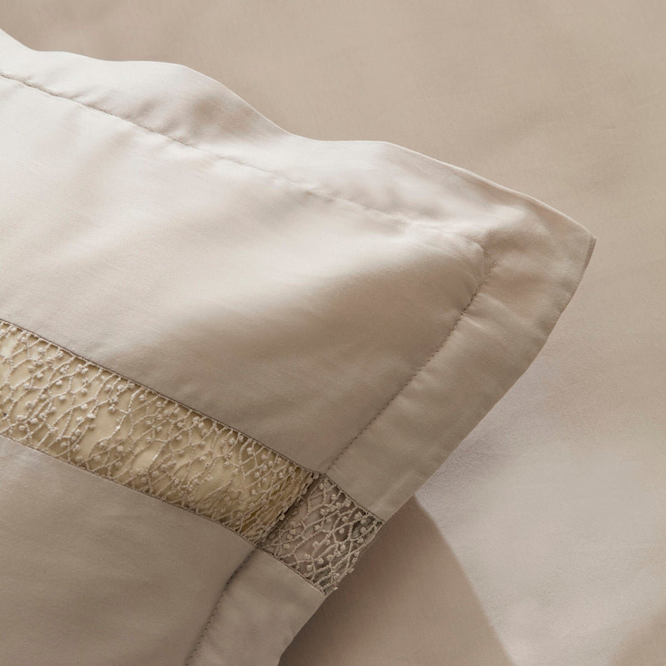 Karaca Home Lumi %100 Cotton Sateen Double Sateen Duvet Cover Set Stone - MALLTURK