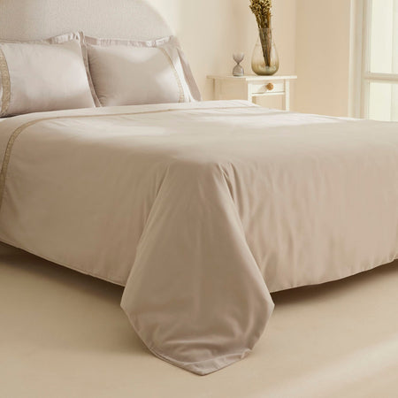 Karaca Home Lumi %100 Cotton Sateen Double Sateen Duvet Cover Set Stone - MALLTURK