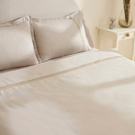 Karaca Home Lumi %100 Cotton Sateen Double Sateen Duvet Cover Set Stone - MALLTURK