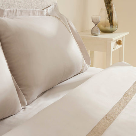 Karaca Home Lumi %100 Cotton Sateen Double Sateen Duvet Cover Set Stone - MALLTURK