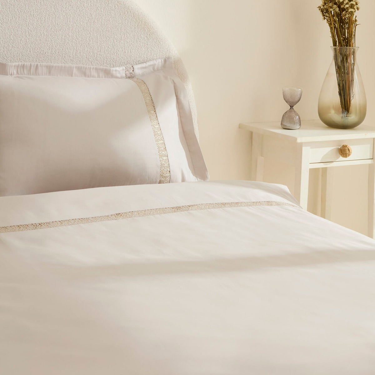 Karaca Home Lumi %100 Cotton Sateen Double Sateen Duvet Cover Set Stone - MALLTURK