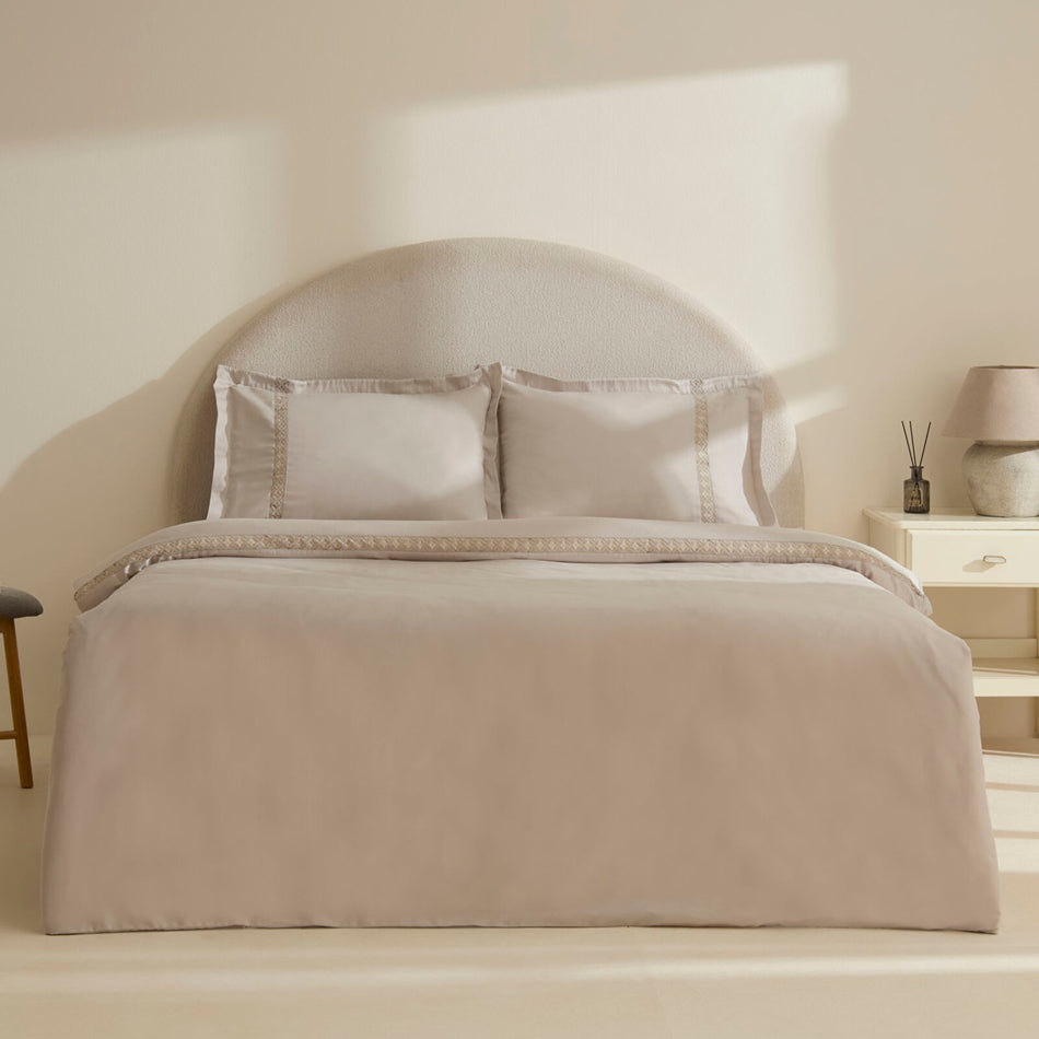 Karaca Home Miel %100 Cotton Sateen Double Sateen Duvet Cover Set Stone - MALLTURK