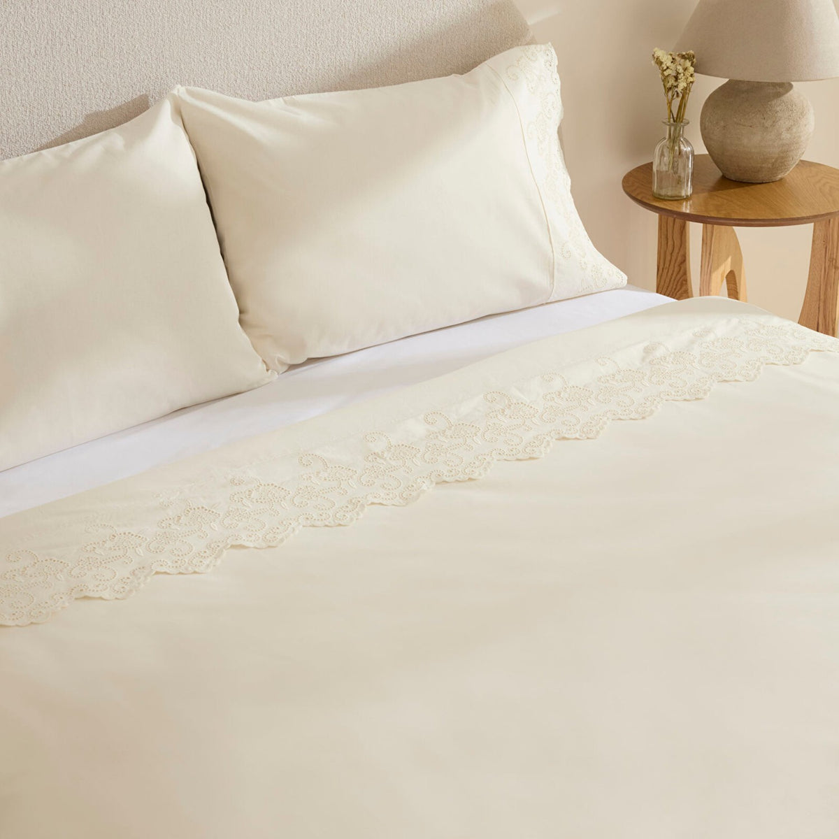 Karaca Home Avenza Embroidered Double Duvet Cover Set White - MALLTURK