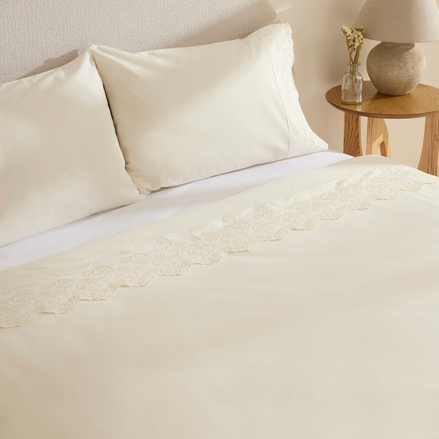 Karaca Home Avenza Embroidered Double Duvet Cover Set White - MALLTURK