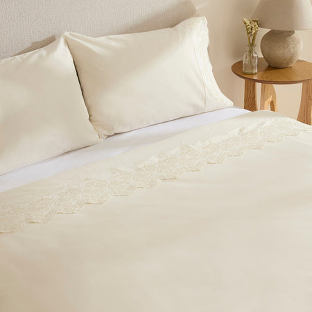 Karaca Home Avenza Embroidered Double Duvet Cover Set White - MALLTURK