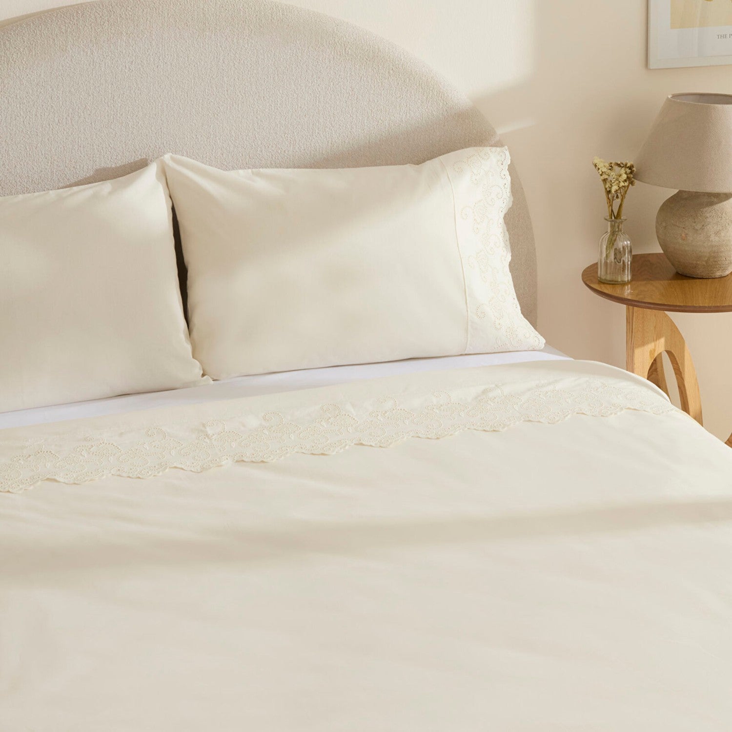 Karaca Home Avenza Embroidered Double Duvet Cover Set White - MALLTURK