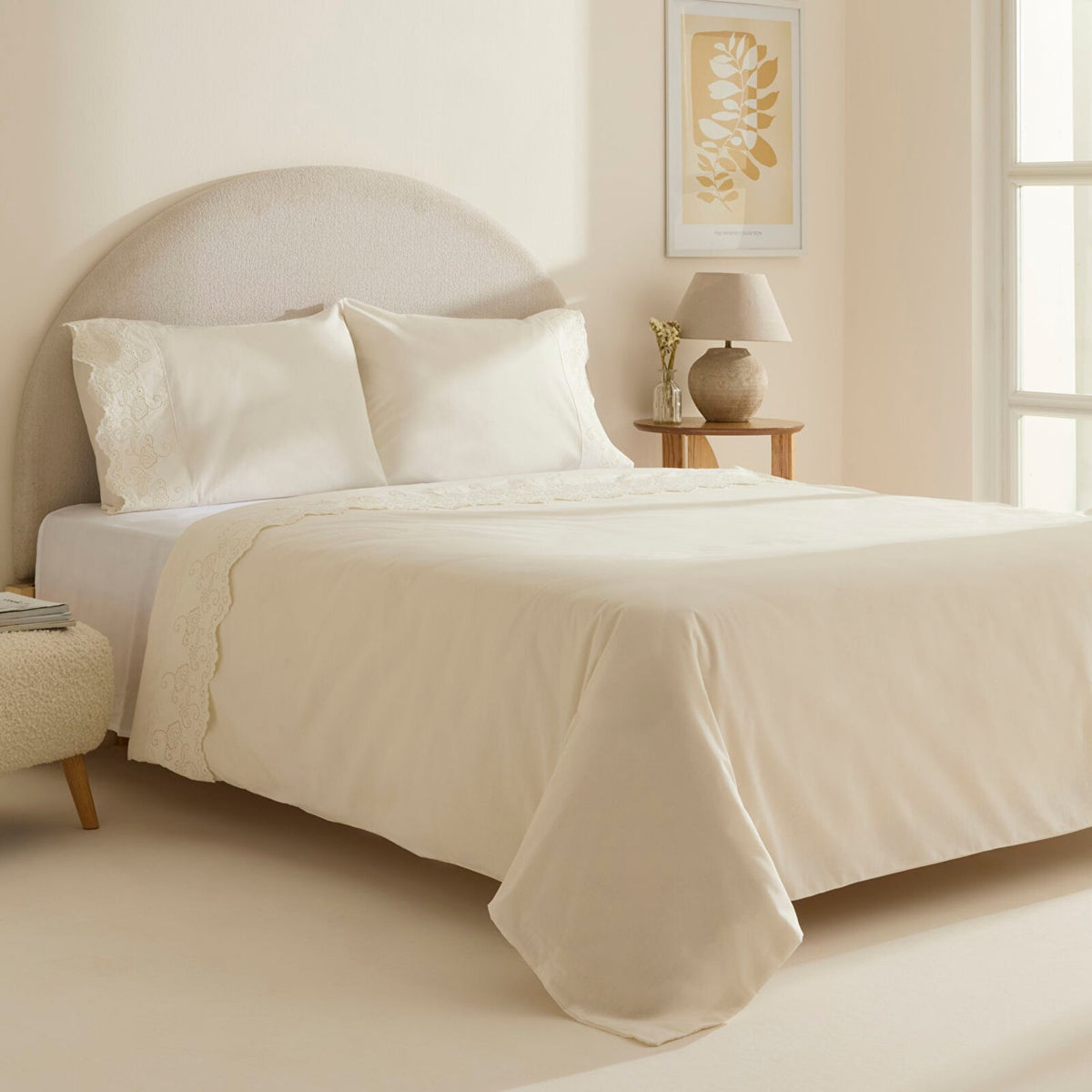 Karaca Home Avenza Embroidered Double Duvet Cover Set White - MALLTURK