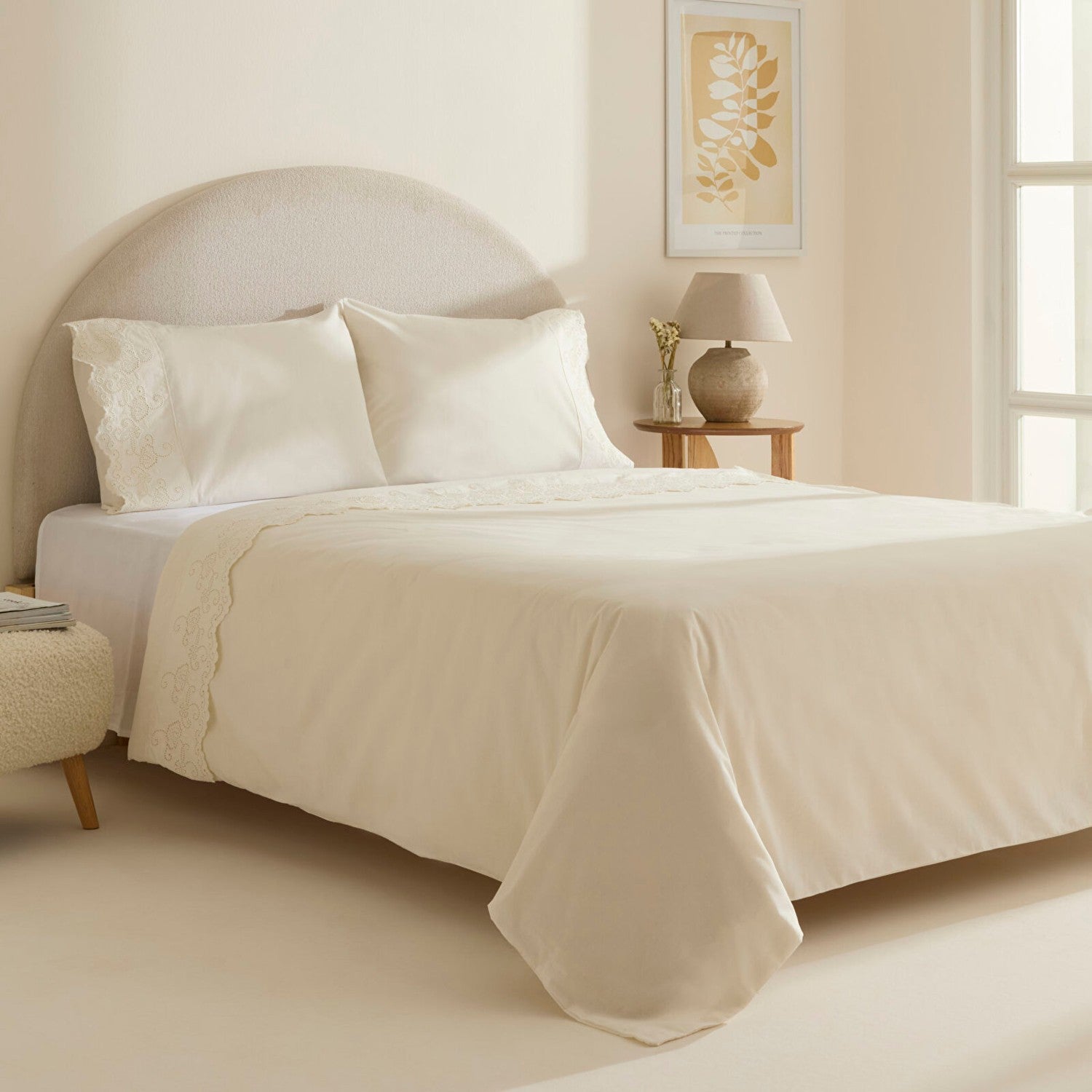 Karaca Home Avenza Embroidered Double Duvet Cover Set White - MALLTURK