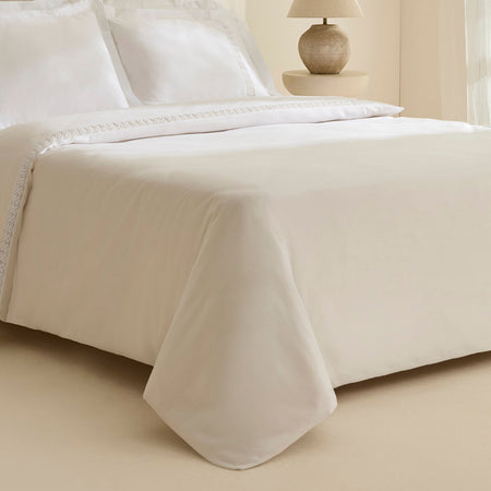 Karaca Home Miel %100 Cotton Sateen Double Duvet Cover Set White - MALLTURK