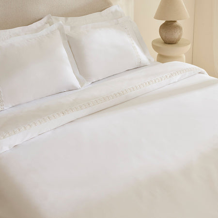 Karaca Home Miel %100 Cotton Sateen Double Duvet Cover Set White - MALLTURK