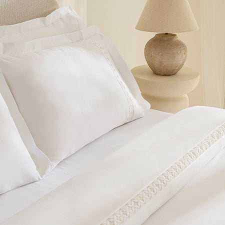 Karaca Home Miel %100 Cotton Sateen Double Duvet Cover Set White - MALLTURK