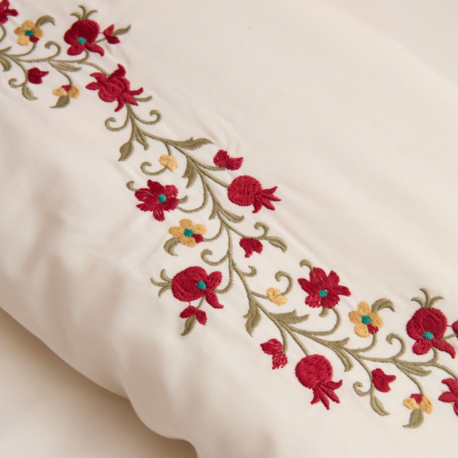 Karaca Home Dornel %100 Cotton Embroidered Double Duvet Cover Set White - MALLTURK