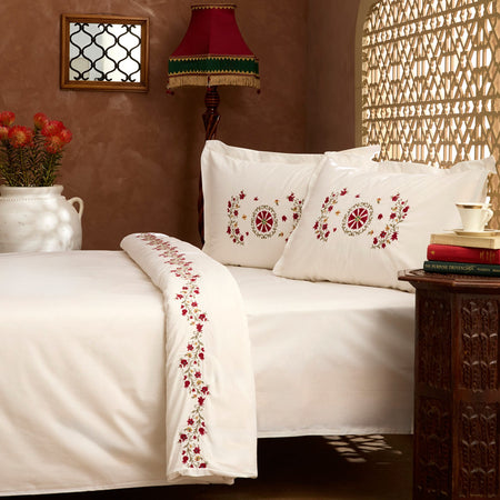 Karaca Home Dornel %100 Cotton Embroidered Double Duvet Cover Set White - MALLTURK